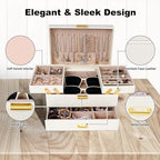 Dajasan Jewelry Organizer Box, Large Jewelry Boxes for Women Girls, Space-Saving 3 Layers Jewelry Storage Case with Drawer, M