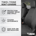 carXS Seat Covers for Cars, Solid Gray Two-Tone Car Seat Covers with Matching Back Seat Cover, Made to Fit Most Auto Truck Va
