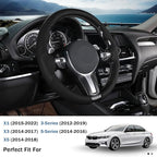 Steering Wheel Cover for BMW X3(2014-2017) X5(2014-2018) 3 Series(2012-2019) 5 Series(2014-2016) 328i 320i 330i 325i 528i 535i 530i 540i M3 2 4 6 Series X4 X6 M2 M4 M5 M6 (Perforated Black)