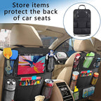 Aokdom 2PCS Car Seat Back Organizer,Extra Large Capacity Car Seat Organizer with 6 Mesh Pocket,2 Cup Holder & 4 Storage Bag,Road Trip Essentials for Kids & Adults