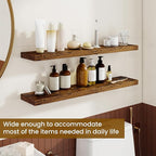 Dreamland 36Inch Floating Shelves for Wall, Rustic Wooden Floating Shelves for Bathroom|Bedroom|Kitchen, 2 Pack Deep Wall Mou