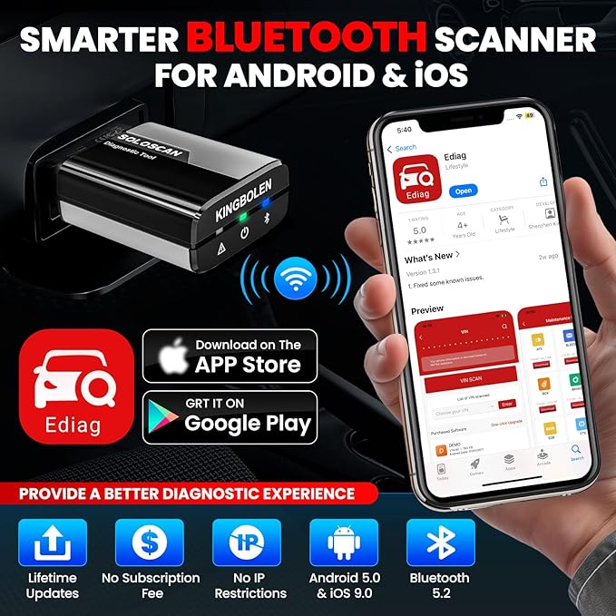 KINGBOLEN Soloscan for Land Rover Jaguar OBD2 Scanner Bluetooth, All Reset Service, Bidirectional Scan Tool for iOS & Android,
