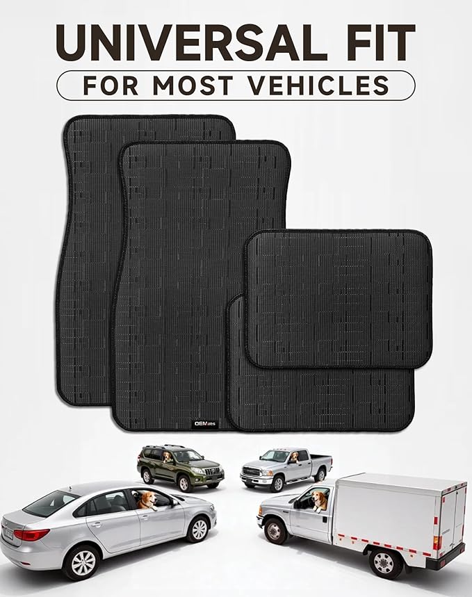 Ultra Durable Car Floor Mats, Premium PVC Coil All-Weather Automotive Floor Mats, Universal Fit with Anti-Slip Nibbs Backing,