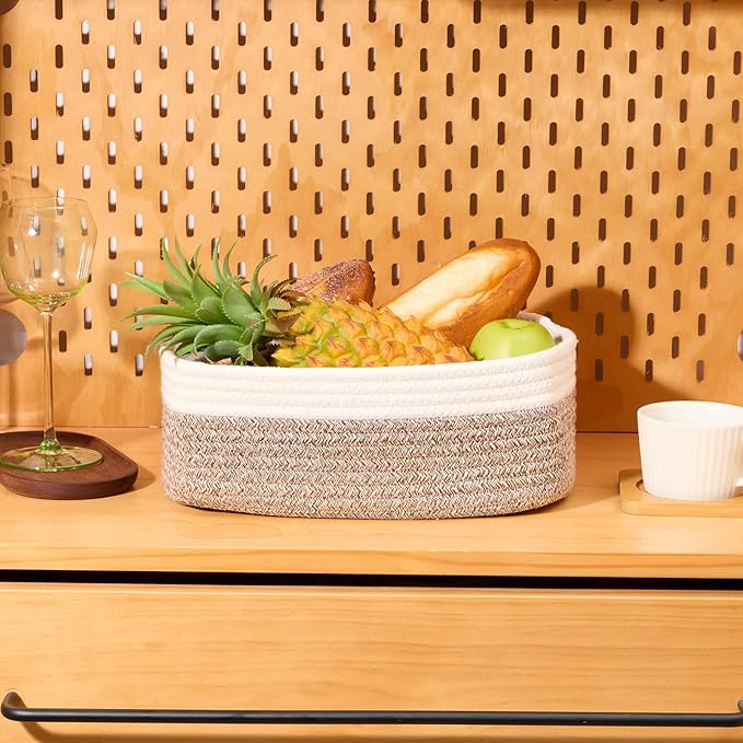 MiniArk Small Storage Baskets for Organizing | Closet Organizer Bins | Shelf Toy Basket | Woven Rope Baskets | Cube Decorativ