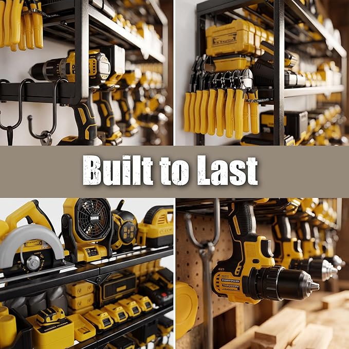 Power Tool Organizer, 8 Drill Holder for Tool Organizer, Storage and Organization for Garage, Heavy Duty Metal Tool Shelf Uti