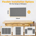 Pegboard Smith Metal Pegboard Panels 12" x 24", 3 Pack Black Wall Mounted Tool Organizer Boards, Heavy Duty Tool Storage Peg 