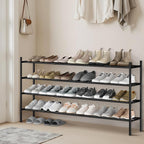 STORAGE MANIAC Long Expandable Shoe Rack, 24 Pairs Metal Wide Stackable Shoe Rack, Adjustable Shoes Shelf, Freestanding Shoes