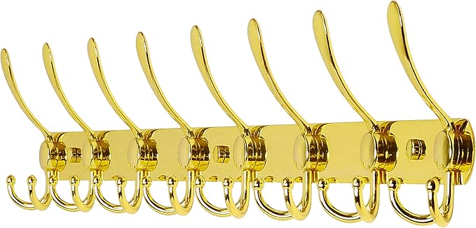 Dseap Coat Rack Wall Mount - 29.5” Long 8-Tri-Hooks Heavy Duty Coat Hanger Rail Wall Hooks for Hanging Coats Hats Clothing Cl