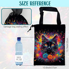 British Shorthair Cat Car Garbage Bag Colorful Splash Drawstring Car Trash Bag Hanging for Back Seat with Adjustable Buckle Canvas Vehicle Trash Can Easy-to-Install