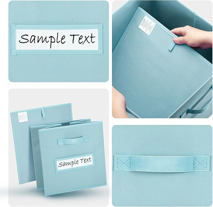 artsdi 13x13 storage cube bins (Set of 10) Foldable Fabric storage cubes with 10 Labels Window Cards & a Pen,13 inch cube sto