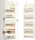 ULG 1 Pack Over Door Organizer with 5 Large Pockets 10 Mesh Side Pockets, Upgraded Linen Texture Over The Door Storage, 44 lb
