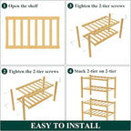 Smiry Bamboo Shoe Rack for Closet, 4 Tier Small Wooden Stackable Shoe Organizer, Free Standing Shoes Storage Shelf for Entryw