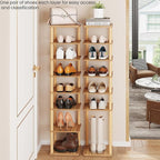 LUCKNOCK Vertical Shoe Rack, 8-Tier Tall Narrow Shoe Organizer for Entryway, Closet, Dorm & Small Spaces, Freestanding Wooden