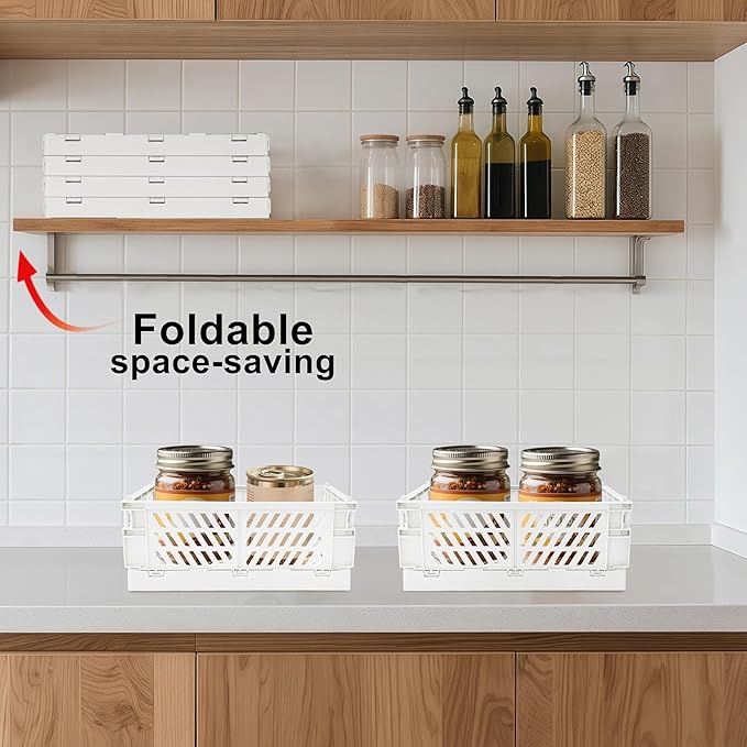 2 Pack Mini Foldable Small Plastic Baskets for Organizing and Storage，Collapsible Storage Crates,Mini Bins for Home Kitchen B