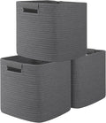 OIAHOMY Storage Cubes 11 Inch Storage Bins-3 Pack, Cotton Rope Woven Baskets for Organizing, Square Baskets for Shelves Organ