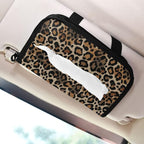 Car Tissue Holder Car Visor Organizer Tissue Box Holder for Car Sun Visor Organizer with Car Vehicle Accessories Essentials Interior for Women Men Retro Brown Leopard Print
