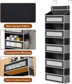 Over The Door Organizer with 5 Large Pockets, Over the Door Storage 10 Side Pockets 44 lb Load Behind Door Storage, Door Orga