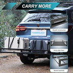TOOENJOY 59" x 15.5" x 5" Skinny Roof Cargo Carrier Basket, Foldable and Tilting Design, 200 LBS Capacity, Fits 2" Hitch Receiver for SUV Pickup Truck