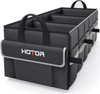 HOTOR Trunk Organizer - Car Organizer with 5 Pockets, Trunk organizer for SUV, Sedan & Van, Car Organization with Sturdy Base Panel for Car Accessories, Black, 2 Compartments, 35.4"×14.2"×10.6"