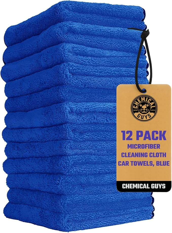 Chemical Guys Professional Grade Premium Microfiber Towels for Cars, Blue, 16" x 16", Ultra-Soft and Scratch-Free Car Detaili