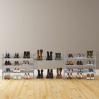 Simple Houseware 3-Tier Shoe Rack Storage Organizer, Grey – Space-Saving Shoe Shelf, Holds 9–16 Pairs, Sturdy Metal Frame, Ea