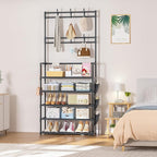 Shoe Rack 5 Tier Shoe Organizer Storage 15-20 Pairs Shoes Rack for Closet Entrance Shoe Rack Organizer with Hooks and Side Po