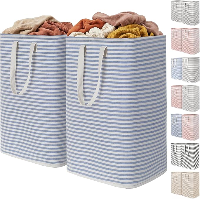 Lifewit 2 Pack Laundry Basket 80L Each, Collapsible Clothes Hamper with Reinforced Handles, Freestanding Waterproof Design fo