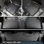 Floor Mats for 2020-2025 2026 Ford Explorer 7 Seats Bench Seat Car Mat Accessories, All Weather TPE Cargo Mat Backrest Mat Active/Platinum(7 Seats Floor Mats+2-in-1 Cargo Mat)