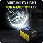 FORTEM Tire Inflator Portable Air Compressor, Air Pump for Car Tires and Bikes, Car Tire Pump w/Auto Shut Off, 150 PSI, 110V AC 12V DC, LED Light, Carrying Case, for Men, Women
