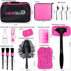 Viewsun 20PCS Car Cleaning Kit, Pink Car Interior Detailing Kit with Drill Brush Set, Windshield Cleaning Tool, Detailing Bru