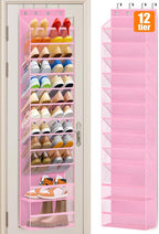 MISSLO 12 Tier Over the Door Shoe Organizer Breathable Mesh Hanging Shoe Rack for Closet Storage Shoe Holder for Door Fit 24 