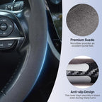 Frani Suede Steering Wheel Cover,Universal Fit 15 Inch-Premium Non-Slip Breathable Comfort Grip for Cars Trucks SUVs,Anti-Slip Durable Interior Upgrade