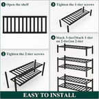 Smiry Shoe Rack, 5 Tier Thick Bamboo Shoe Organizer, Stackable Free Standing Wooden Shoe Storage Shelf for Closet, Entryway, 
