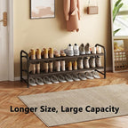 INGIORDAR Shoe Rack 2 Tier Long Storage Organizer Wide Metal Shoe Shelf for Closet Entryway Brown