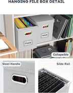 Oterri File Organizer Box with Lid, Hanging Filing File Box with Mesh Pocket, Document Organizer Box for Letter Files, Portab