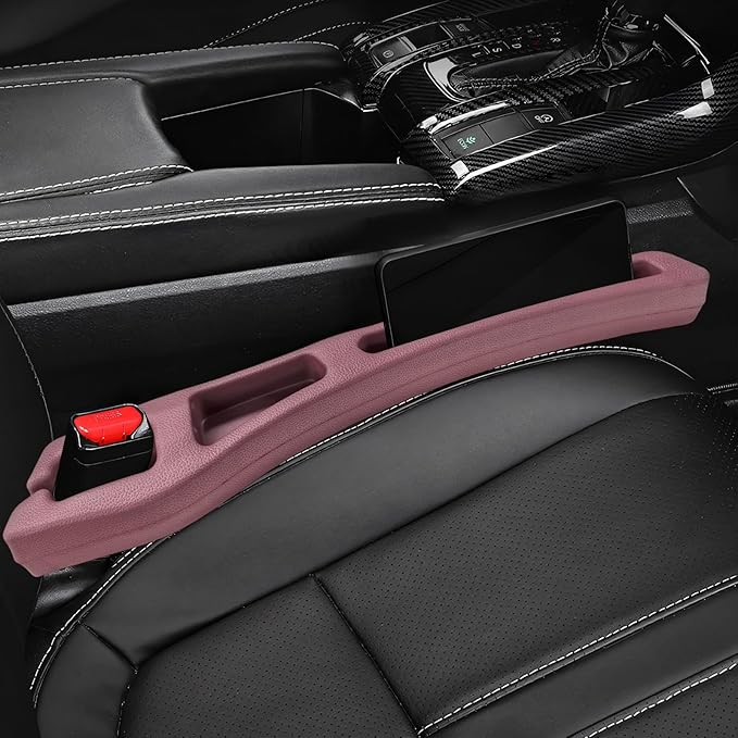 2 PCS Car Seat Gap Filler Organizer, No Drop Vehicle Seam Plug Organizer with Storage Slot, Multifunctional Console Side Gap Filler for Most Vehicles, Car Accessories (Red)