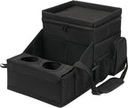 Backseat Organizer for Kids and Passenger Seat Organizer for Adults - Car Seat Cooler and Warmer with Cup Holders and Convertible Tray Lid(Black)