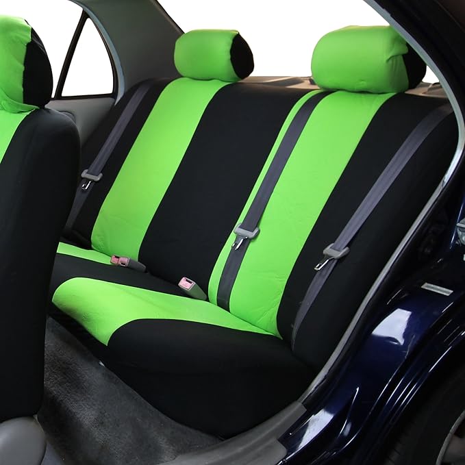 FH Group Flat Cloth Full Set Car Seat Covers Three Row 7 Seater - Universal Fit for Cars, Trucks & SUVs Green