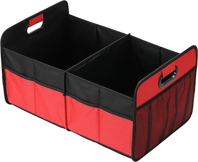Simple Deluxe Trunk Organizer for Car/SUV/Truck, Collapsible 2 Compartment Automotive Storage Box, 600D Waterproof Oxford Polye