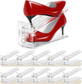Shoe Slots Organizer 10 Pack - Shoe Stackers,3 Levels Adjustable,Space Savers 50%,Double Layer Holders for Closet (Transparen