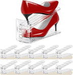 Shoe Slots Organizer 10 Pack - Shoe Stackers,3 Levels Adjustable,Space Savers 50%,Double Layer Holders for Closet (Transparen