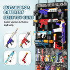 Over The Door Organizer for Toy Guns, Toys Organizer with Pockets, Hook&Loop Straps for Foam Blasters, Darts, Goggles, Hangin