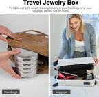 CONBOLA Travel Jewelry Case Box, Small Jewelry Organizer Earring Holder for Women, 5-Layer Rotating Jewelry Storage Tray with