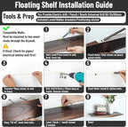 Floating Shelves for Concrete Wall: Solid Wood Shelf 15.75 and 23.6 inch with Heavy Duty Hidden Bracket for Display Books Pla