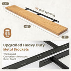 Fun Memories Solid Elm Wood Floating Shelves Set of 1-48 Inch Rustic Wall Shelves with Heavy-Duty Invisible Brackets - for Li