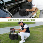 DSLEAF Small Golf Trunk Organizer Bag for Men & Women, Golf Car Locker with Bottom Shoe Space for A Pair of Shoes, Multiple