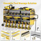 POKIPO Large Power Tool Organizer Wall Mount with Charging Station,4 Layer Heavy Duty Metal Storage Rack Loads 600lbs with 8 