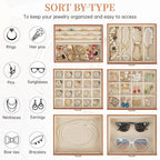 AKOZLIN Huge Jewelry Box Organizer Functional Large Leather Jewelry Storage Case for Women Girls Ring Necklace Earring Bracel