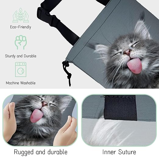 Adorable Cat Car Garbage Bag,Kitten Yawning Waterproof Small Car Trash Bag Hanging Back of Seat,Drawstring Hanging Car Trash Bag with Adjustable Buckle for Car Accessories