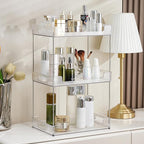 Goderewild 3 Tier Bathroom Counter Organizer, Multi-Purpose Cosmetics Skincare Shelf, Fits A4 Size Makeup Organizer for Offic